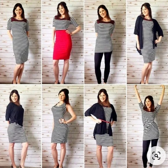 Brand New LuLaRoe Size XL Teal, Dark Teal & White Julia Dress - Picture 7 of 7